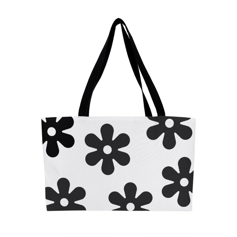 Black Flowers Weekender Tote
