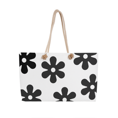 Black Flowers Weekender Tote