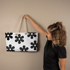 Black Flowers Weekender Tote