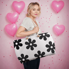 Black Flowers Weekender Tote